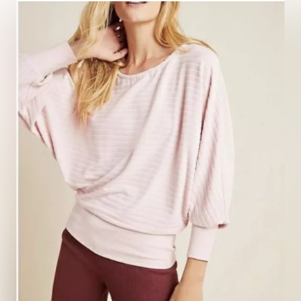 Anthropologie Saturday Sunday Shawna Hacci Pink Ribbed Dolman Sleeve Top Size M